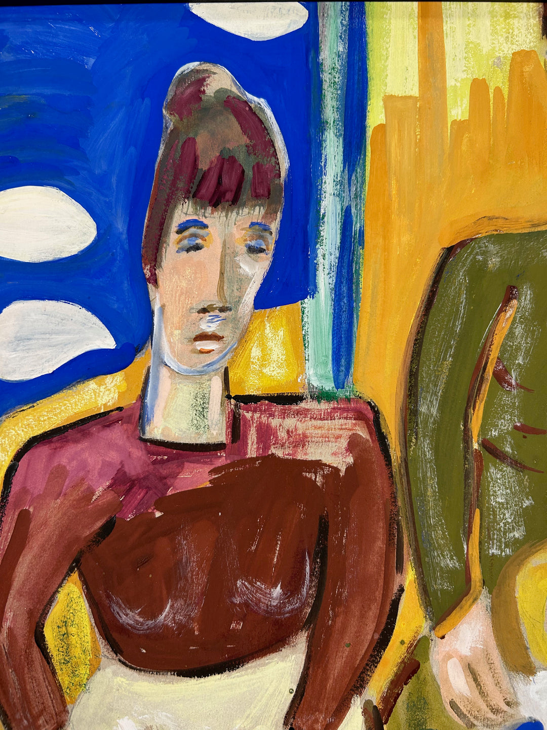 Expressief schilderij 'Familie in Harmonie' door S. Matthijs