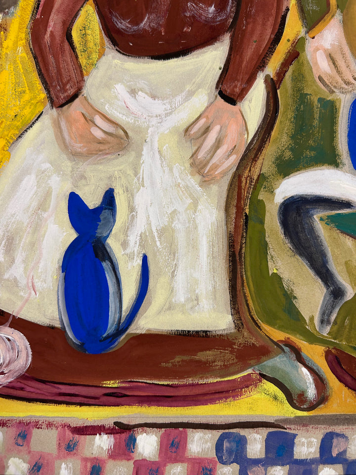 Expressief schilderij 'Familie in Harmonie' door S. Matthijs