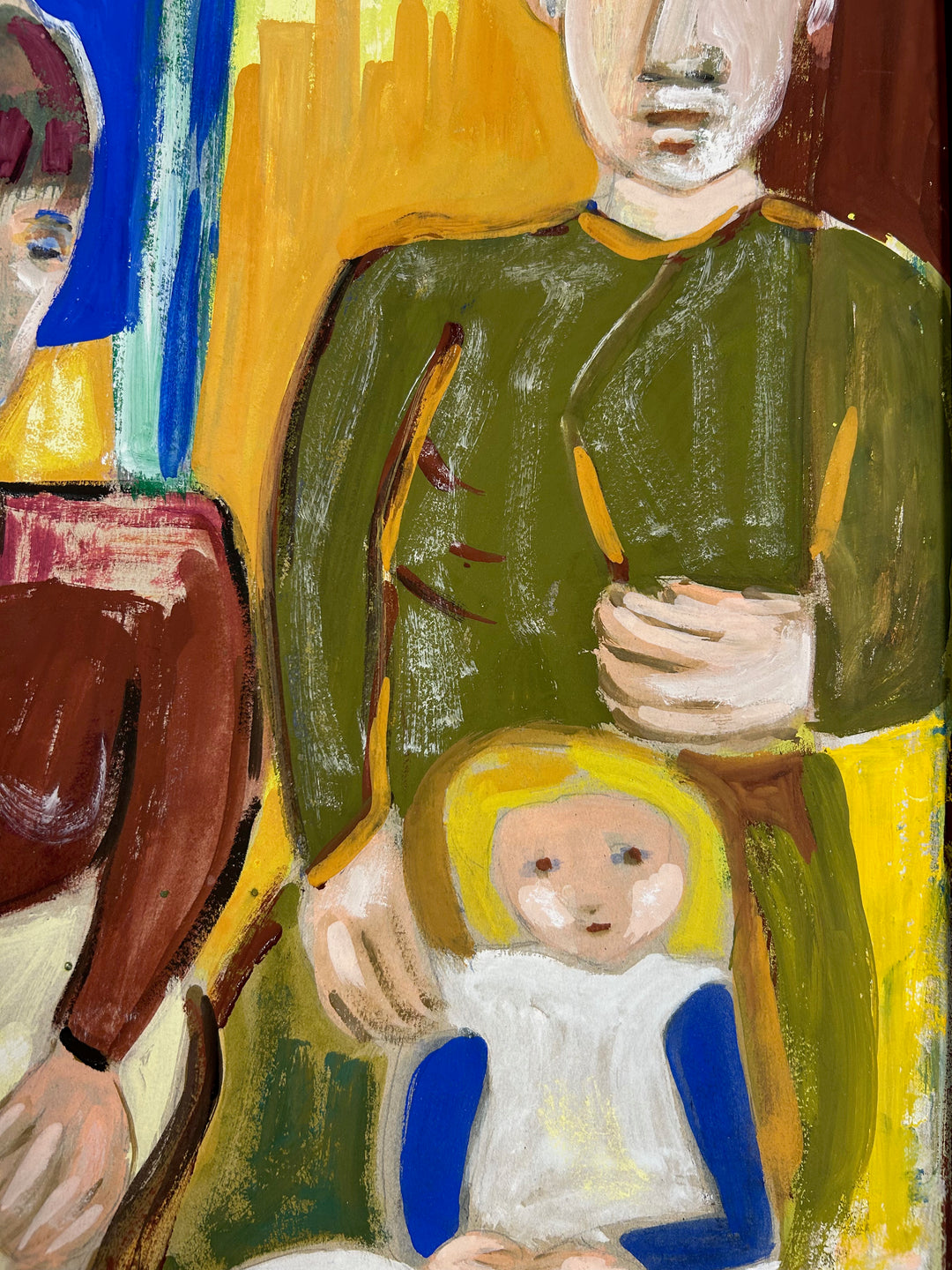 Expressief schilderij 'Familie in Harmonie' door S. Matthijs