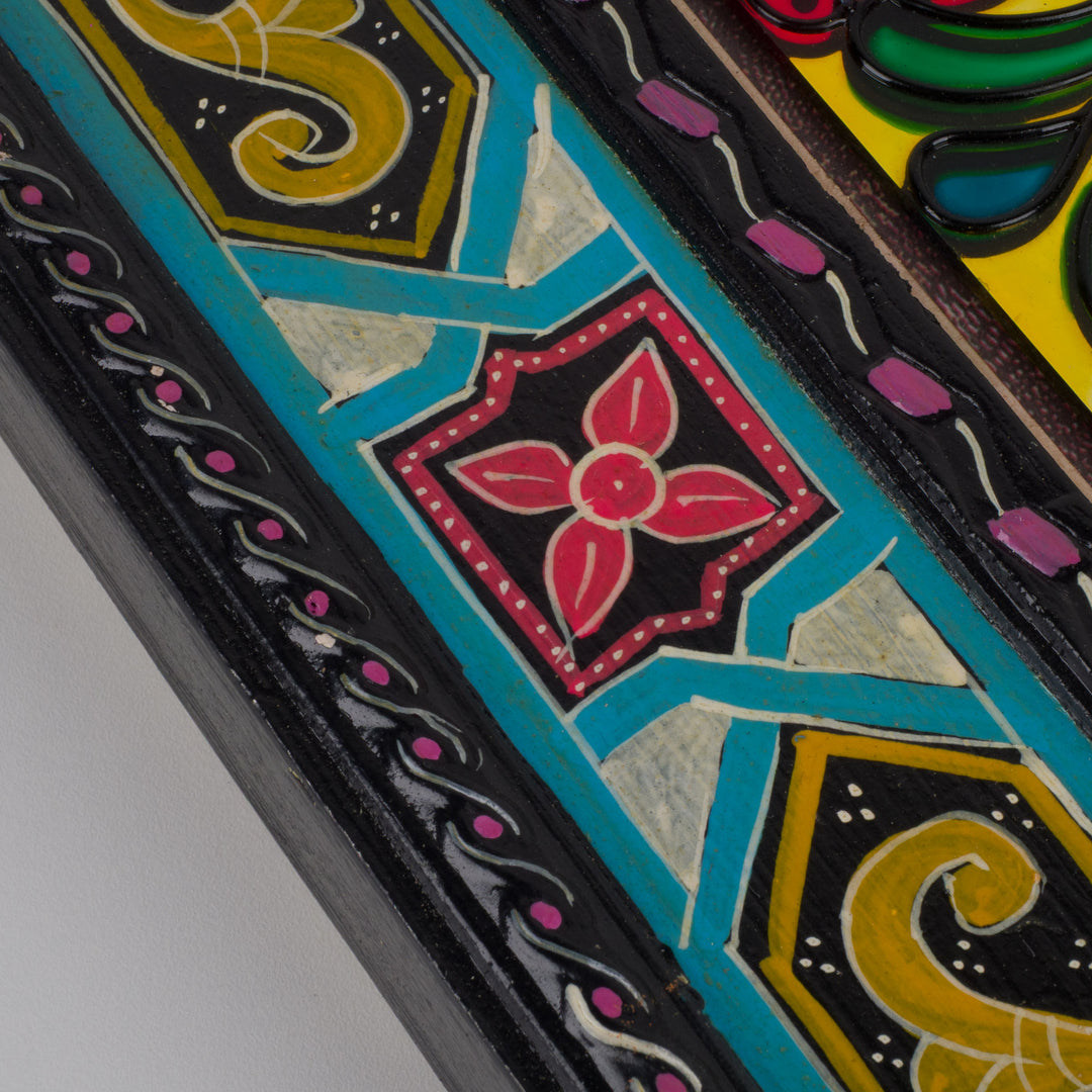 Kleurrijke vierkante Arabische spiegel – beschilderd en gedecoreerd