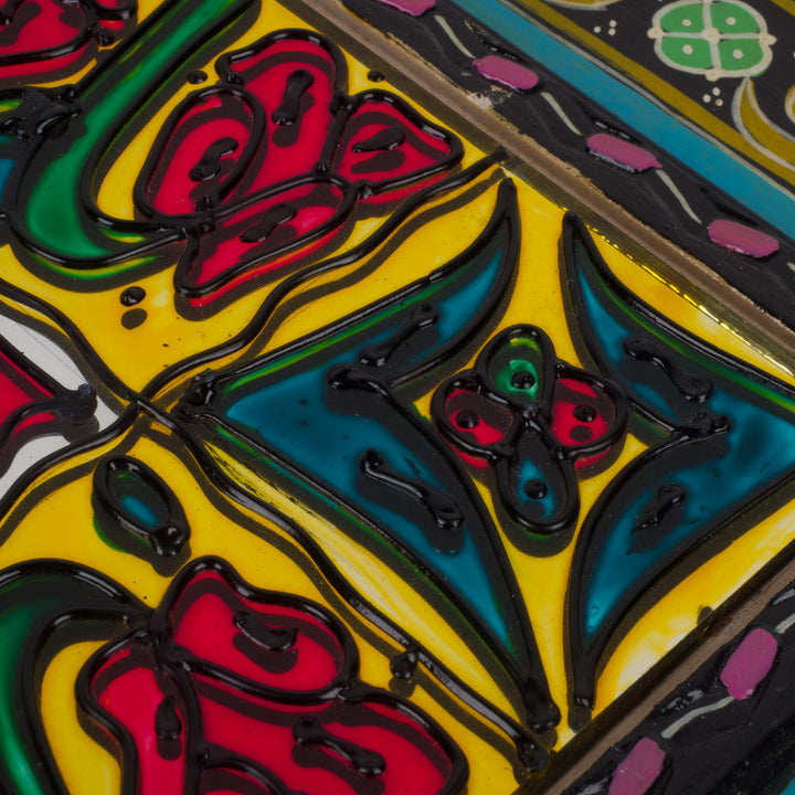 Kleurrijke vierkante Arabische spiegel – beschilderd en gedecoreerd