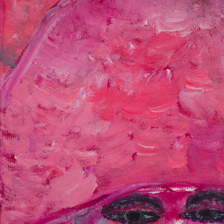 Roze schilderij van een vrouw met hoed – JP Terryn