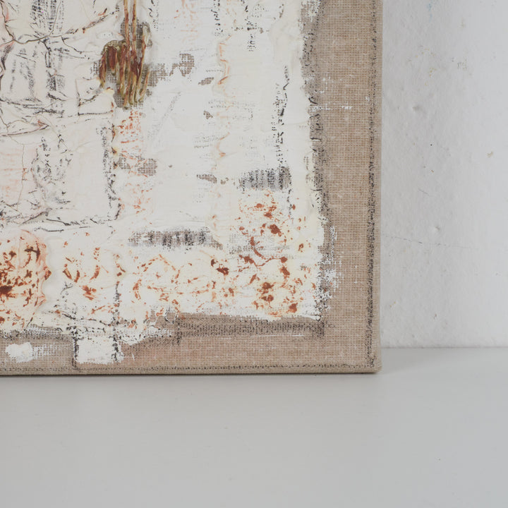 Schilderij structuren in beige & terracotta – Linda Hosten (Oostende)