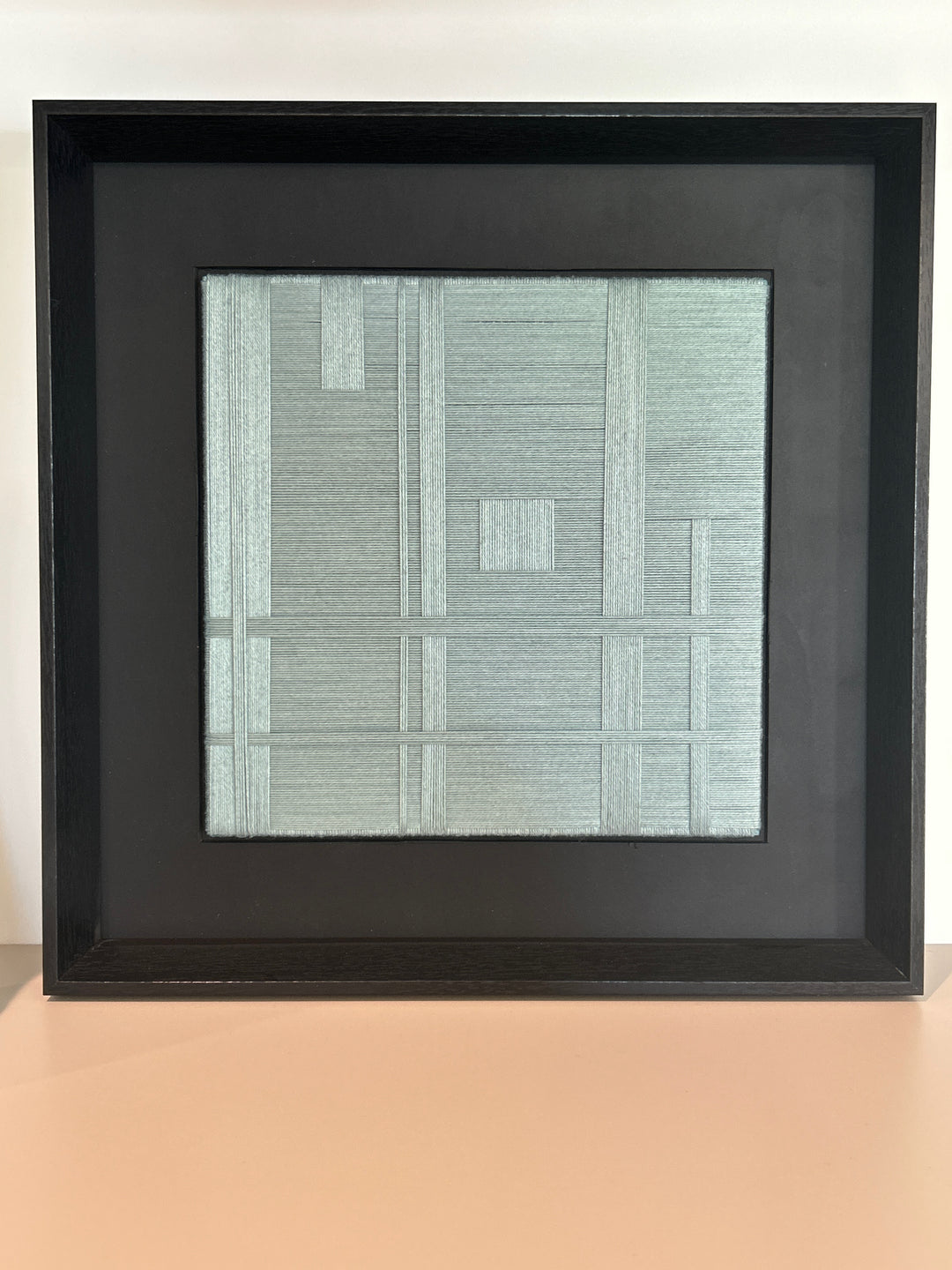 Atelier S – Geometrisch textielreliëf in mintgroen  – 38 x 38 x 4 cm