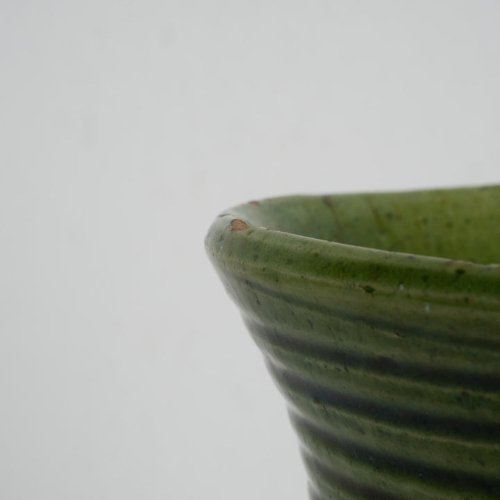 Ceramic glazed vase in green and yellow