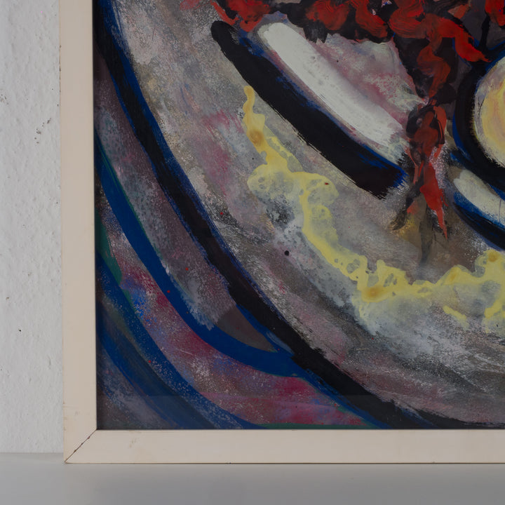 Kleurrijke abstracte gouache op papier – André Bulthé