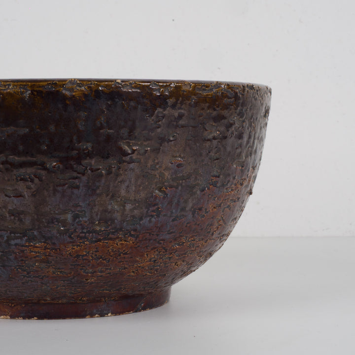 Bruin geglazuurde RAKU schaal – authentieke keramiek met karakter (25x25x12 cm)