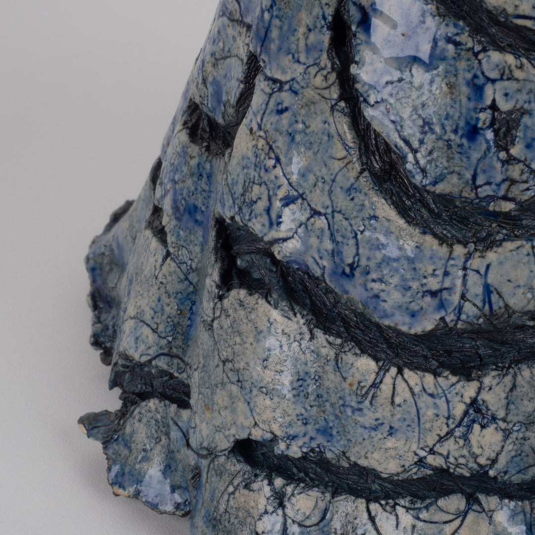 Handmade ceramic object in blue – Organic sculptural piece