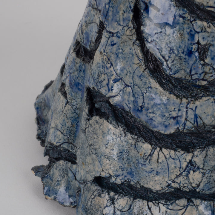 Handmade ceramic object in blue – Organic sculptural piece