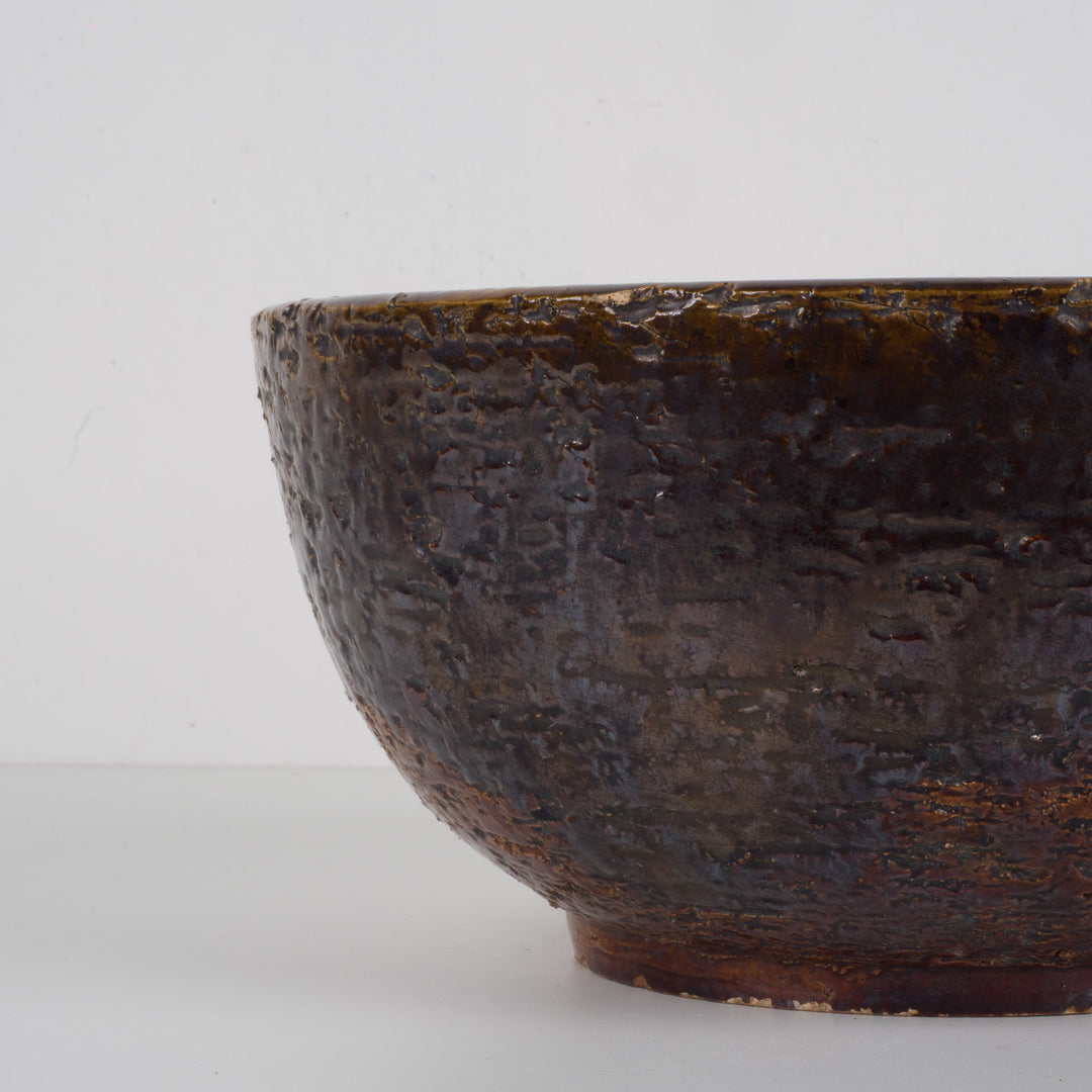 Bruin geglazuurde RAKU schaal – authentieke keramiek met karakter (25x25x12 cm)