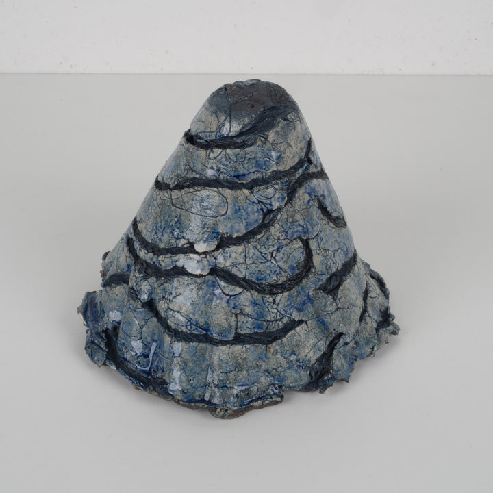 Handmade ceramic object in blue – Organic sculptural piece