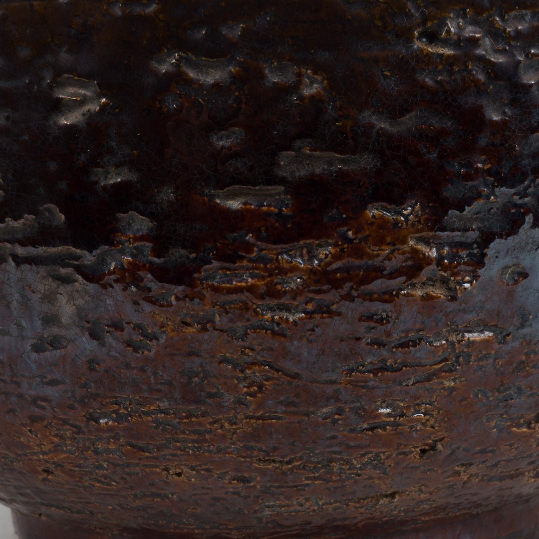 Bruin geglazuurde RAKU schaal – authentieke keramiek met karakter (25x25x12 cm)