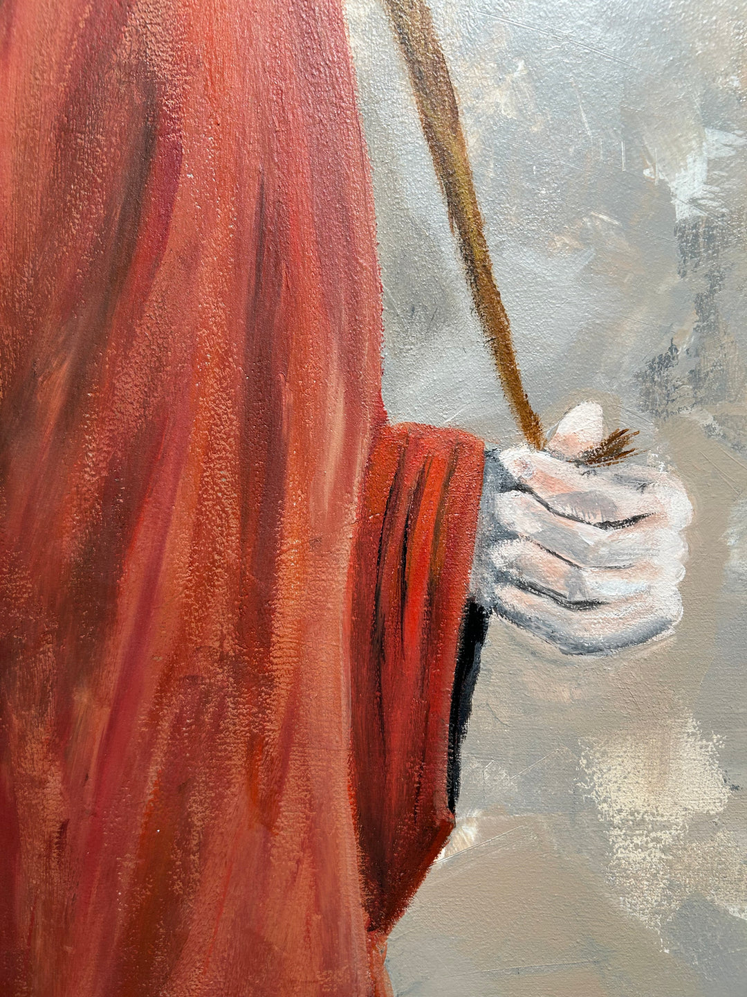 Schilderij Atelier S – 120 × 120 × 4 cm | Hedendaagse figuratieve kunst met abstracte achtergrond
