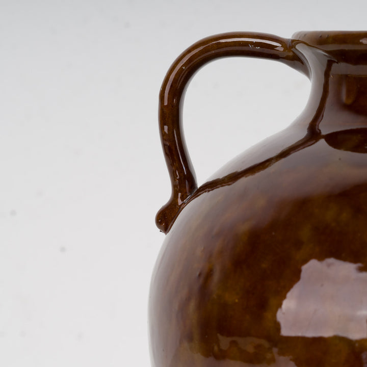 Ceramic vase R. Gery – Brown glazed earthenware – 19x19x19 cm