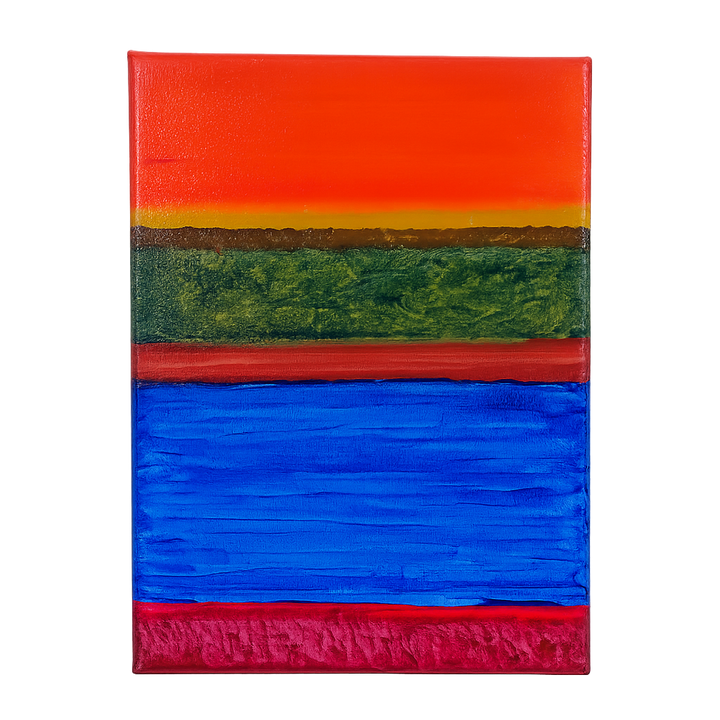 JP Terryn – Schilderij abstracte compositie in kleurbanen (18 x 24 x 1,5 cm)