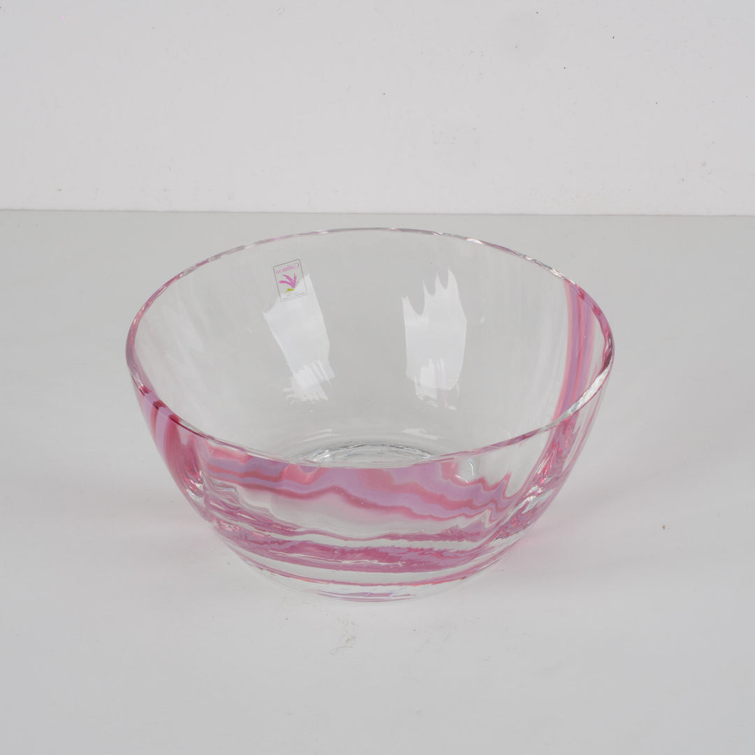 Kristallen schaal Caithness – Roze detail – Handgemaakt in Schotland – 20,2 x 20,2 x 9,2 cm