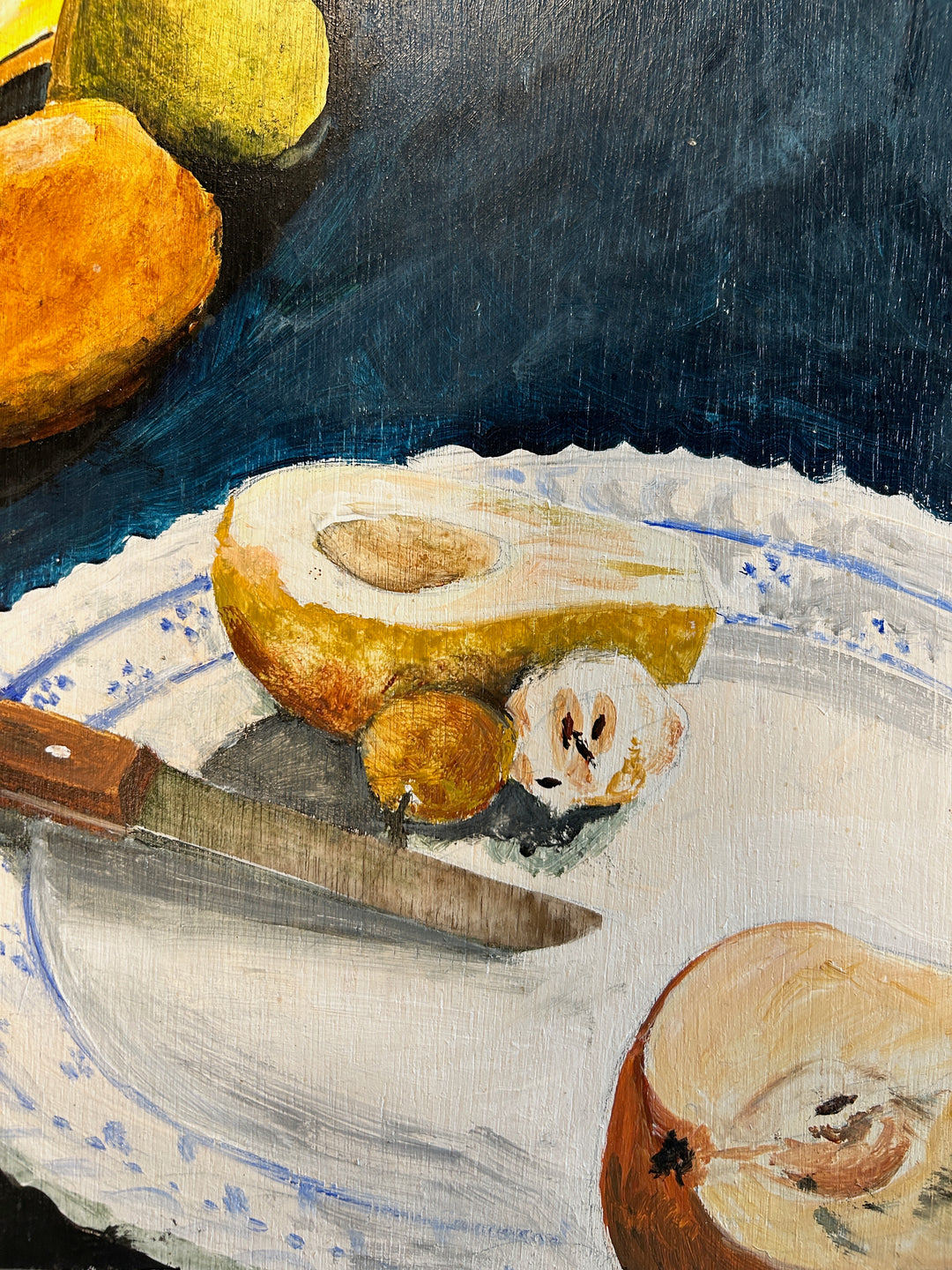 Kristien Berings – Stilleven met peren in kist – 1997 – 50 x 57 x 1 cm