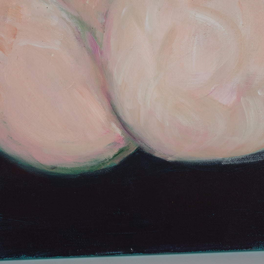 Prachtig schilderij van naakte vrouw – zachte groen- en rozetinten