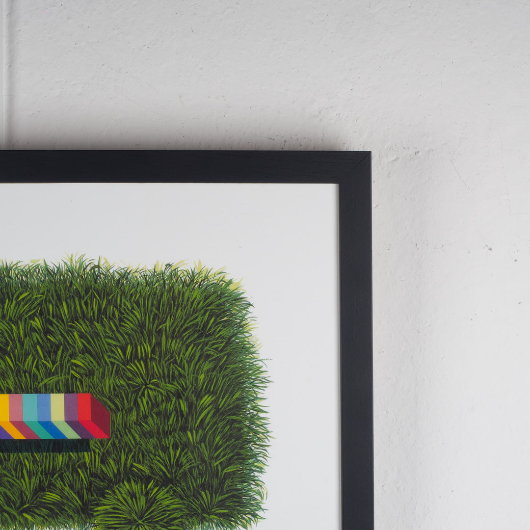 Elias – Surreal Lithograph with Green Van | 69 x 49 cm (framed) 