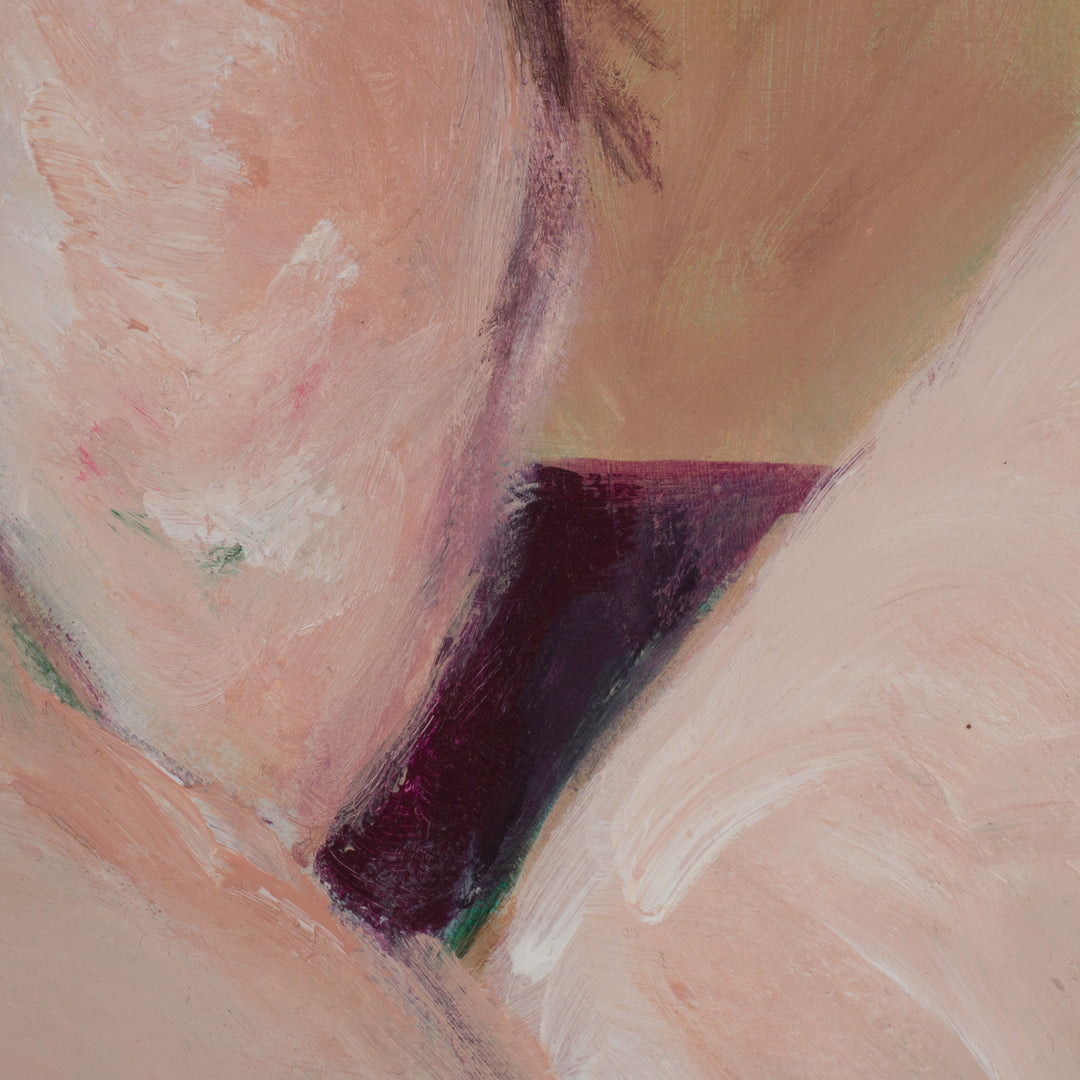 Prachtig schilderij van naakte vrouw – zachte groen- en rozetinten