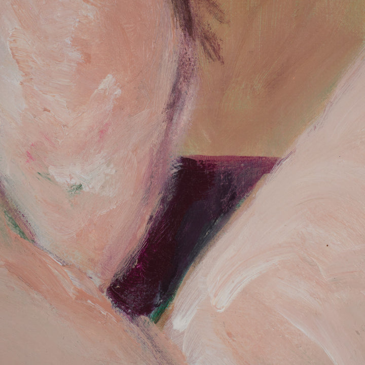 Prachtig schilderij van naakte vrouw – zachte groen- en rozetinten