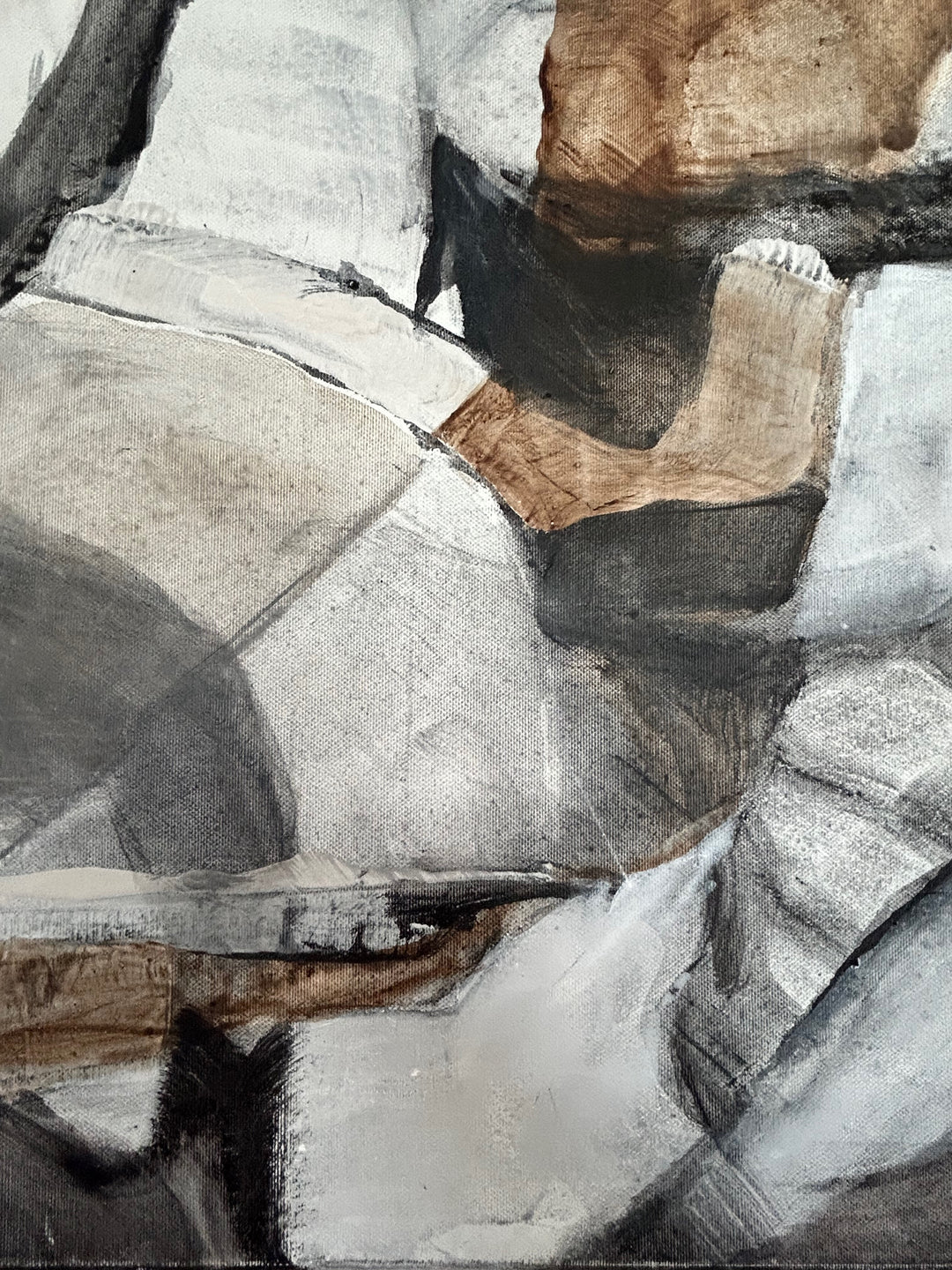 Stilte in Fragment – Abstract schilderij met aardse schakeringen - 80 x 80 x 2 cm