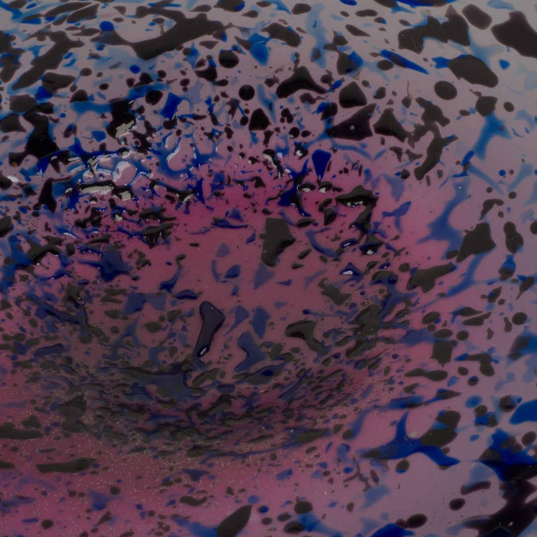 Mondgeblazen Artistieke Glasschaal in Paars- en Blauwtinten (33,5×24×5 cm)