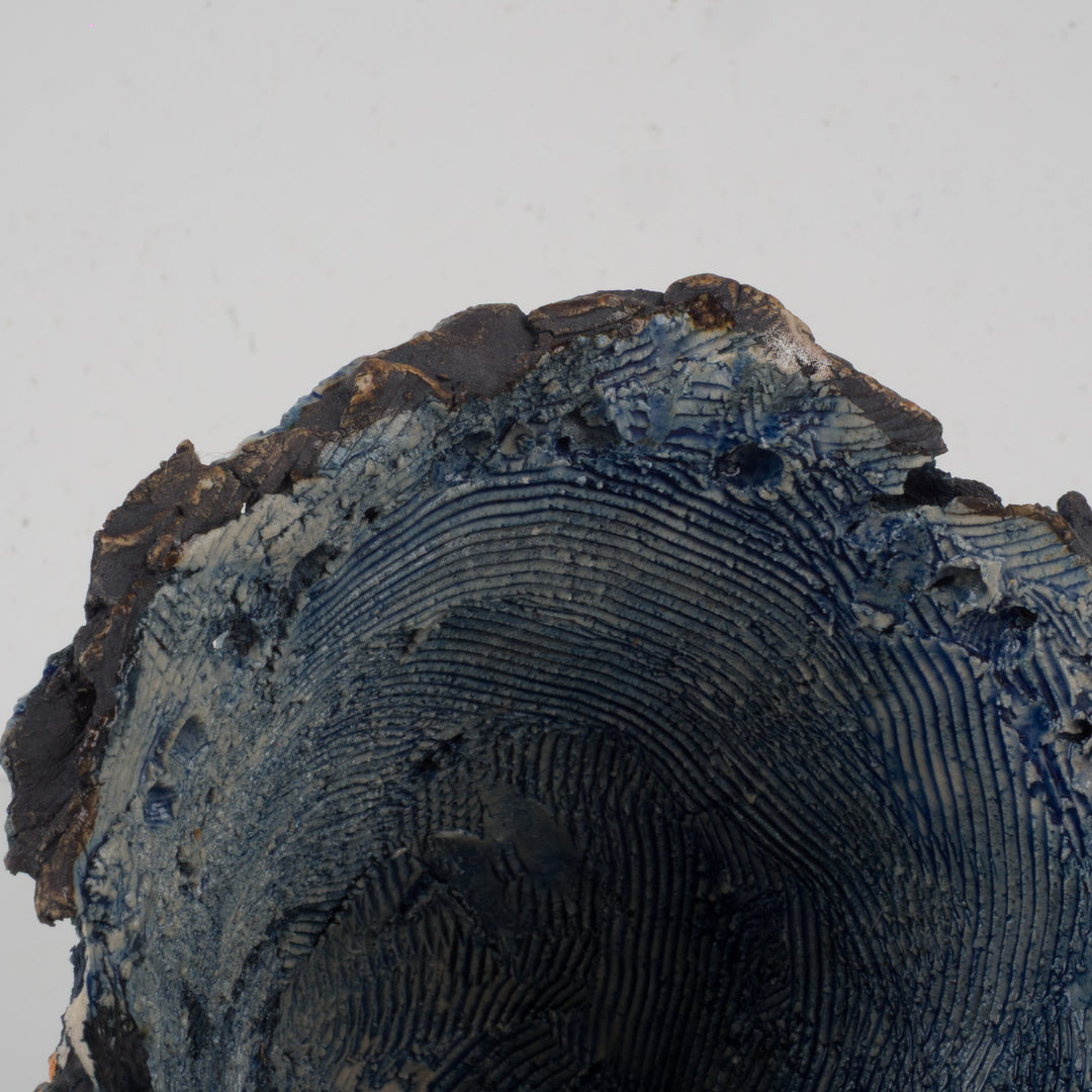 Handmade ceramic object in blue – Organic sculptural piece