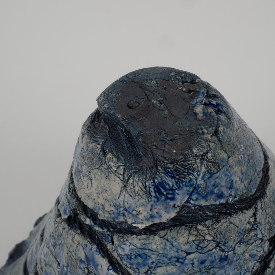 Handmade ceramic object in blue – Organic sculptural piece