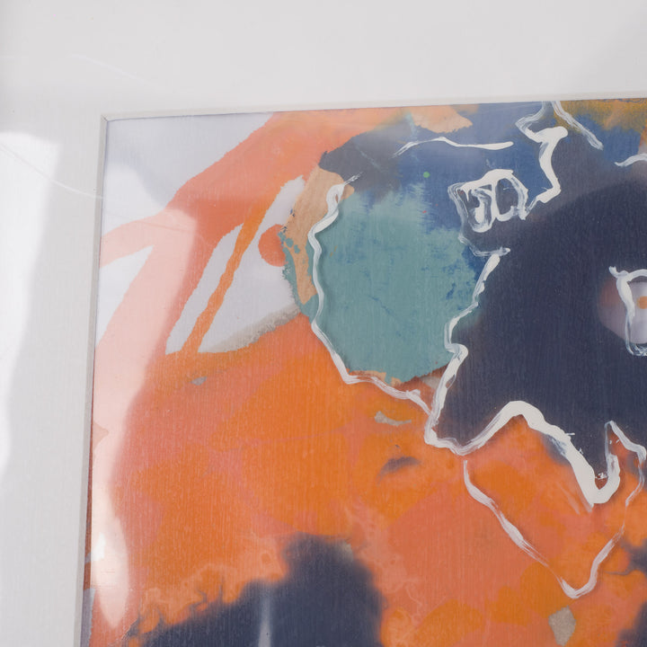 Gelaagde Compositie in Oranje & Indigo – Hilde Deceuninck (2016)