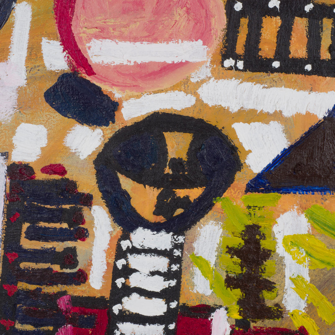 Abstract figuratief schilderij – sociaal atelier – 60 x 50 x 2 cm