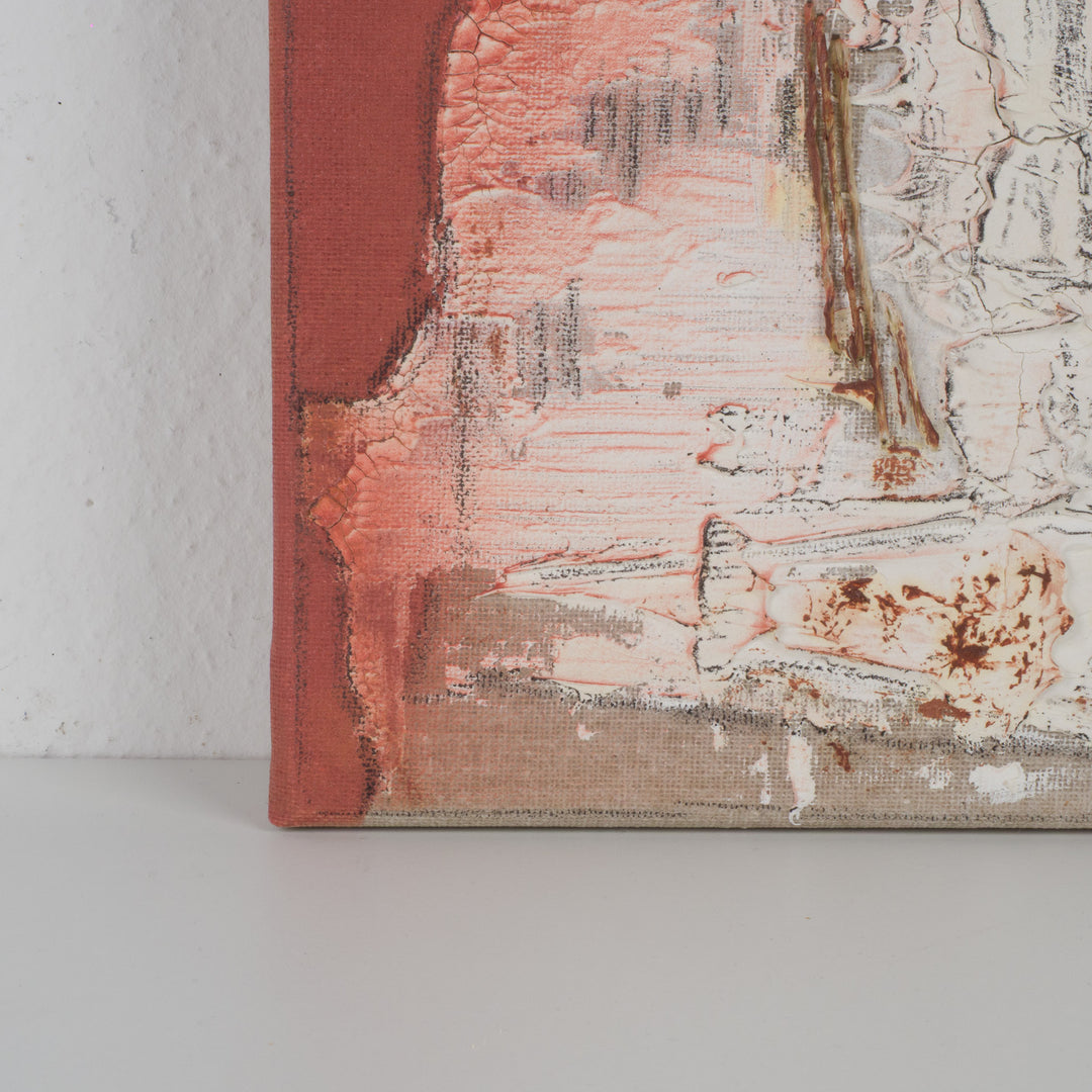 Schilderij structuren in beige & terracotta – Linda Hosten (Oostende)