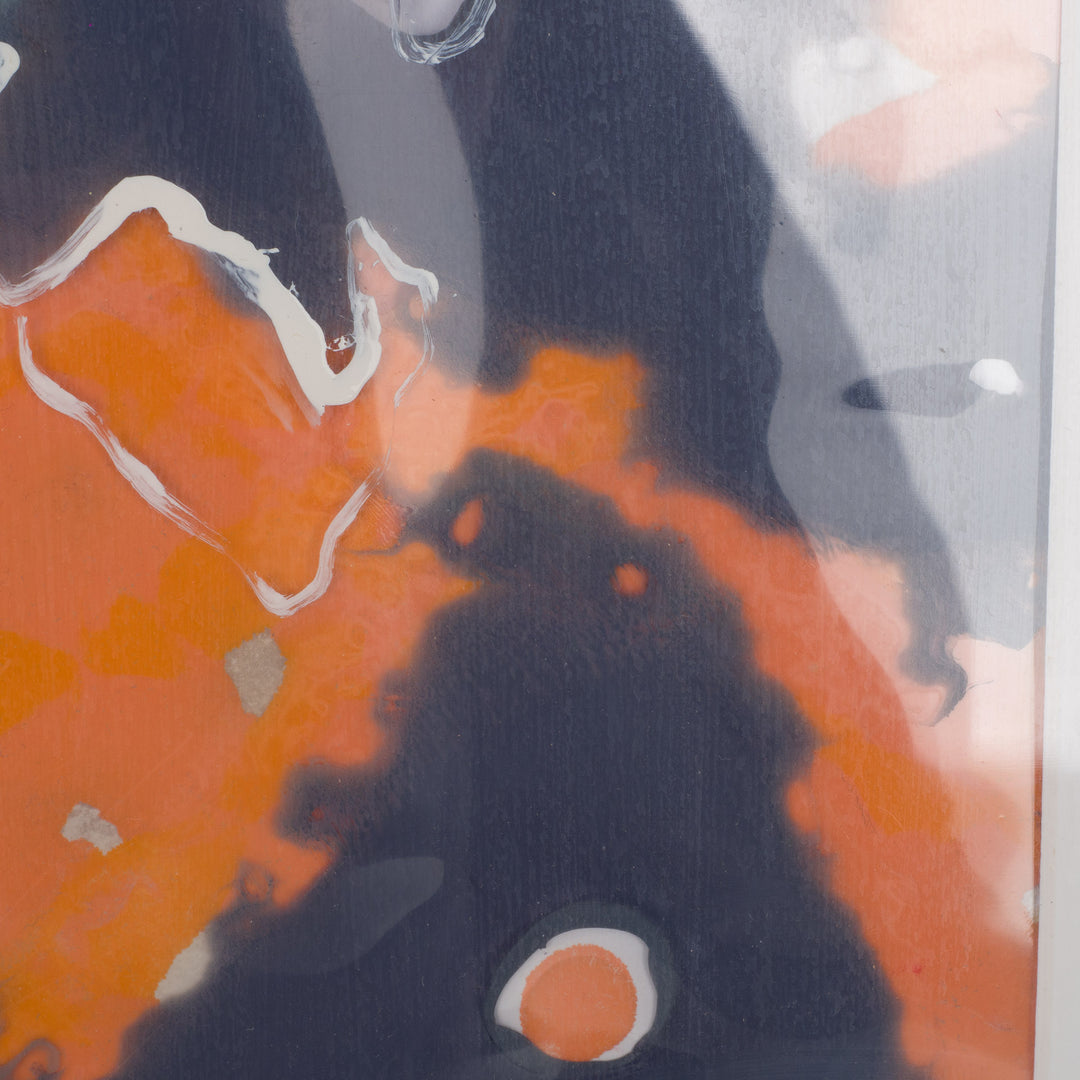 Gelaagde Compositie in Oranje & Indigo – Hilde Deceuninck (2016)