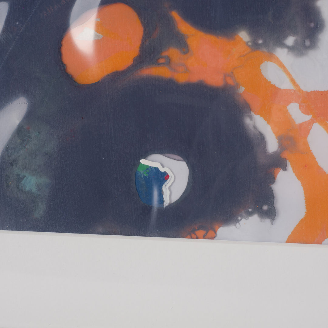 Gelaagde Compositie in Oranje & Indigo – Hilde Deceuninck (2016)