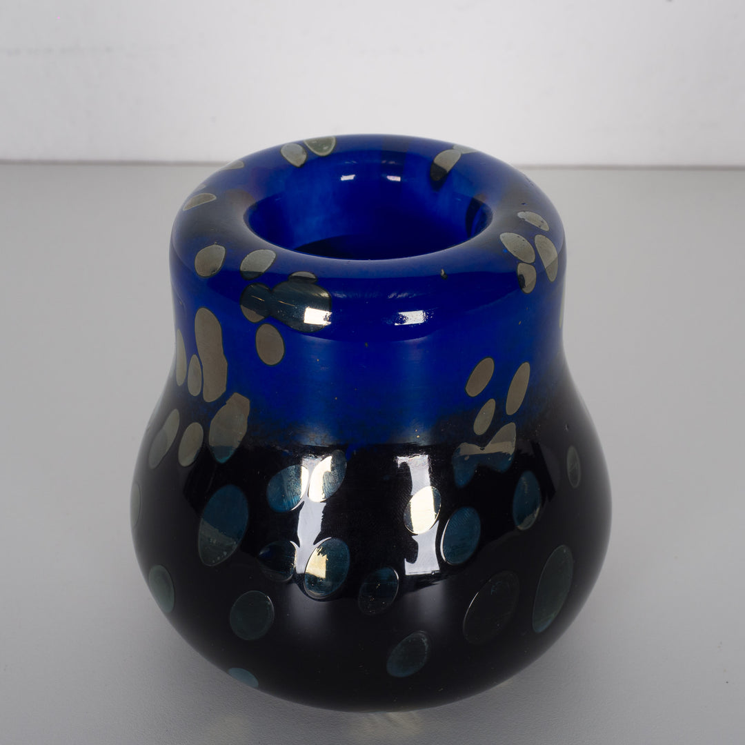 Rosenthal studio line candlestick by Nancy Still – deep blue and black, 1980s