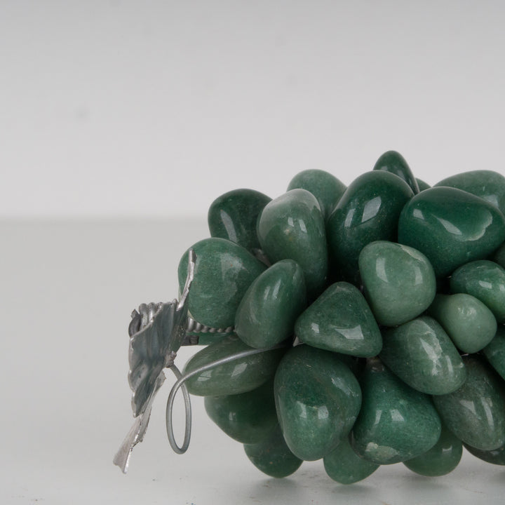 Vintage druiventros in groene steen met metalen blad – 14,5 x 14,5 x 5 cm