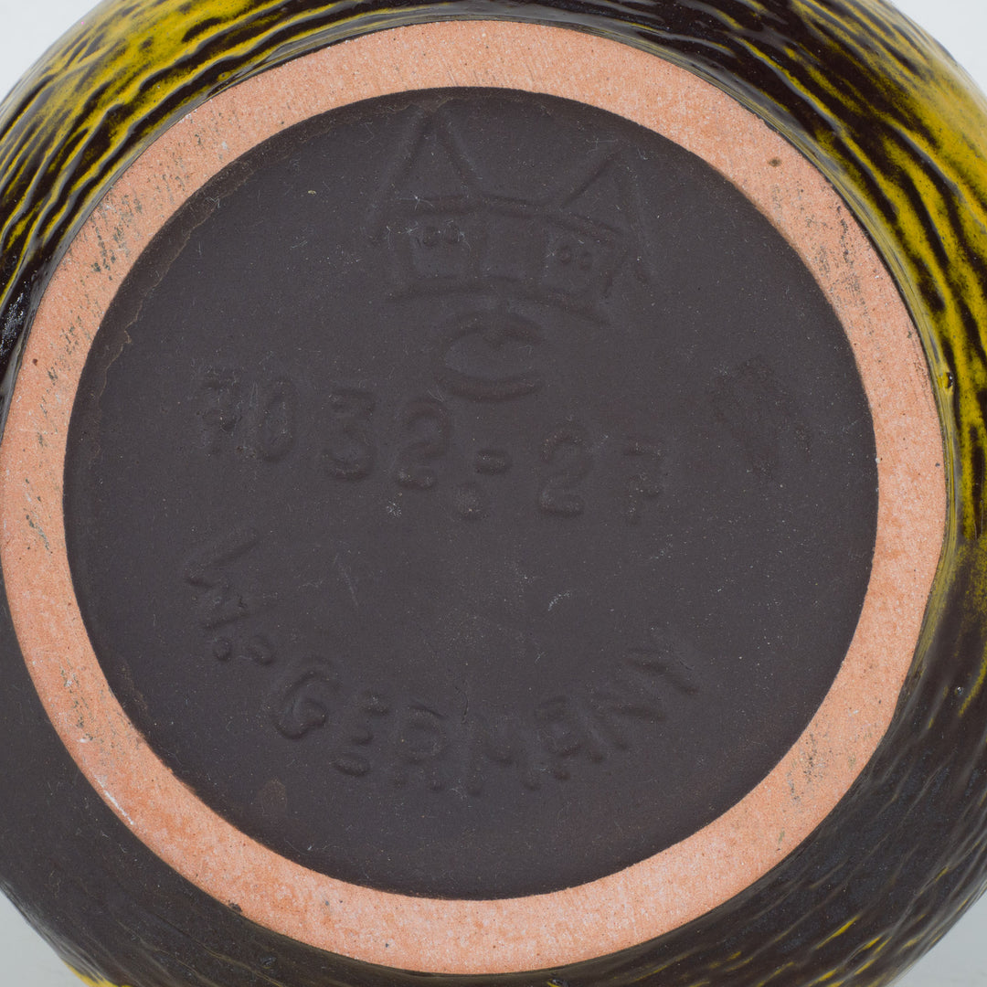 Zeldzame vintage West-Germany vaas Carstens Keramik – oker en groen met bollen