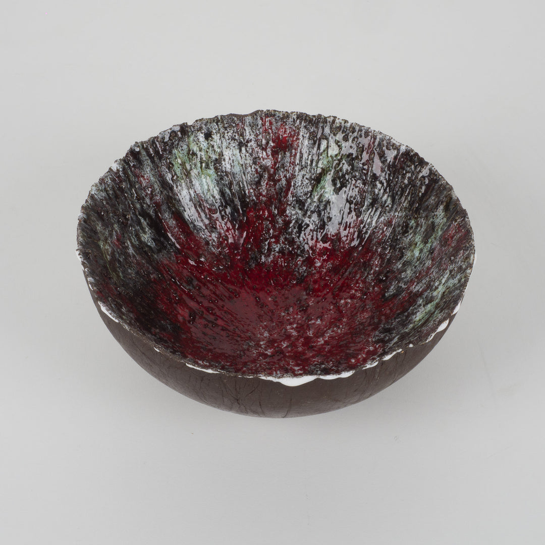 Vintage keramisch schaaltje – Fat Lava stijl – 16,5 x 16,5 x 8 cm