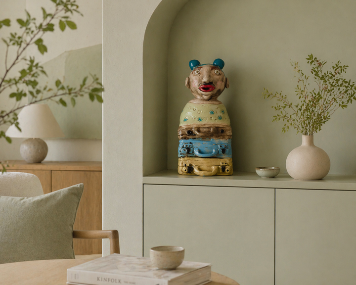 Colorful handmade ceramic statue – The Traveler