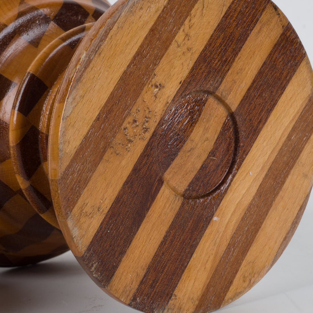 Houten dekselpotje in marquetterie – 13x13x7 cm