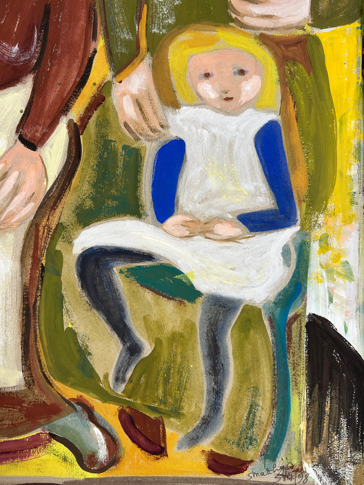 Expressief schilderij 'Familie in Harmonie' door S. Matthijs