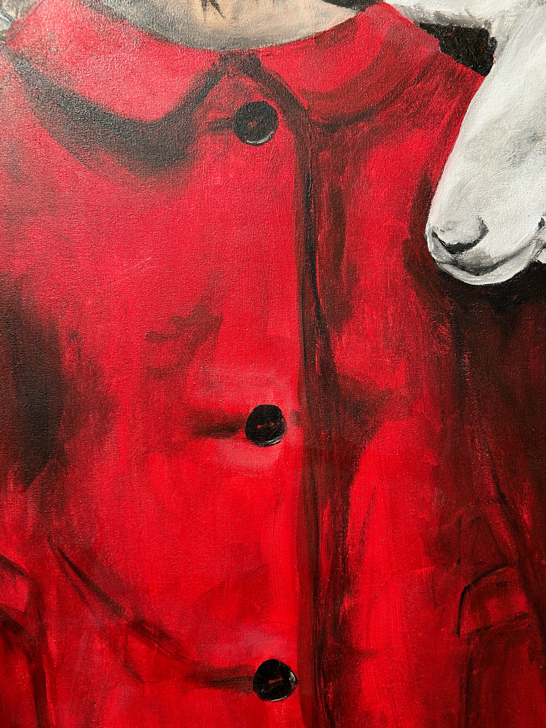 Atelier S – La Fille au Manteau Rouge | Meisje tussen de Schapen – Schilderij 60 x 80 x 4 cm