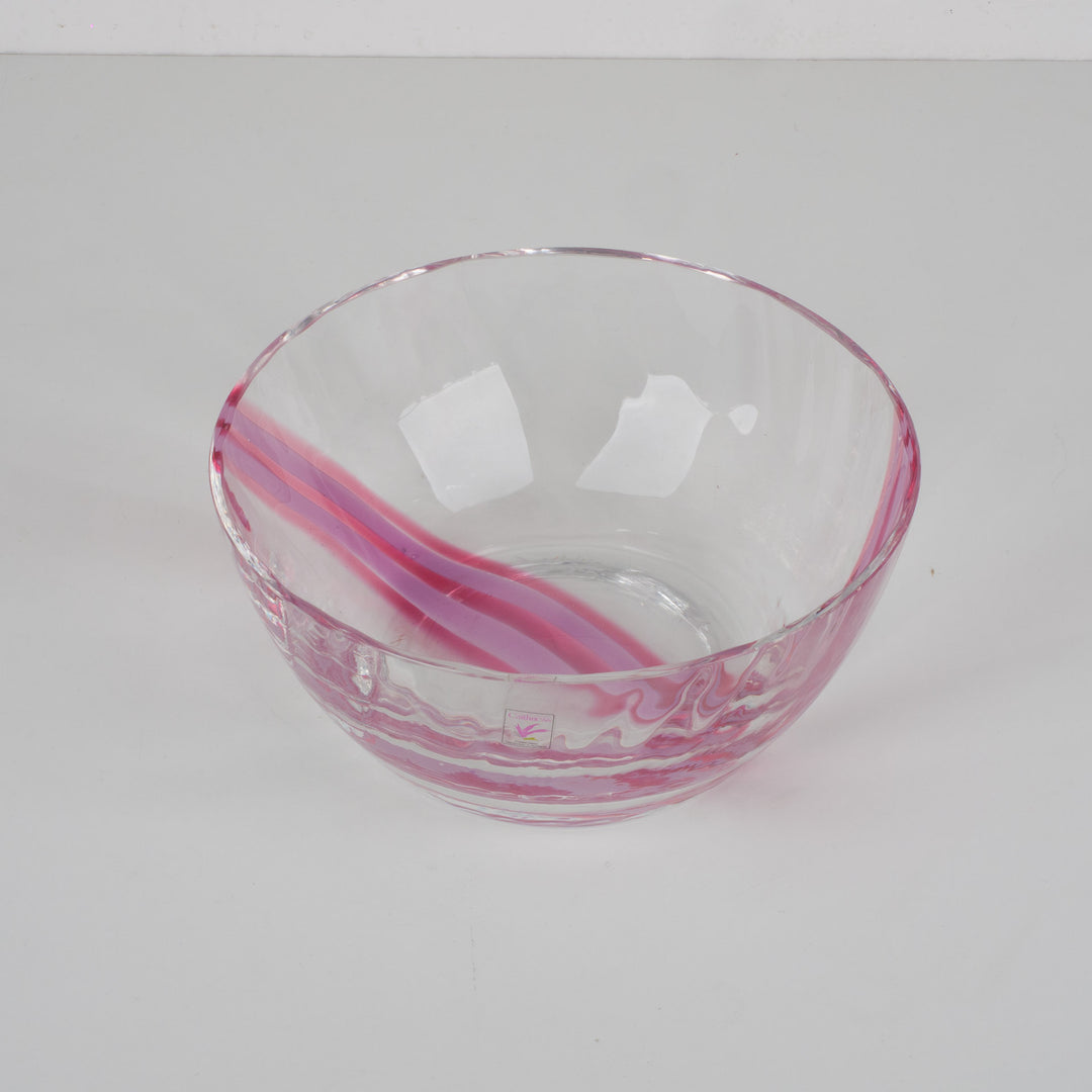 Kristallen schaal Caithness – Roze detail – Handgemaakt in Schotland – 20,2 x 20,2 x 9,2 cm