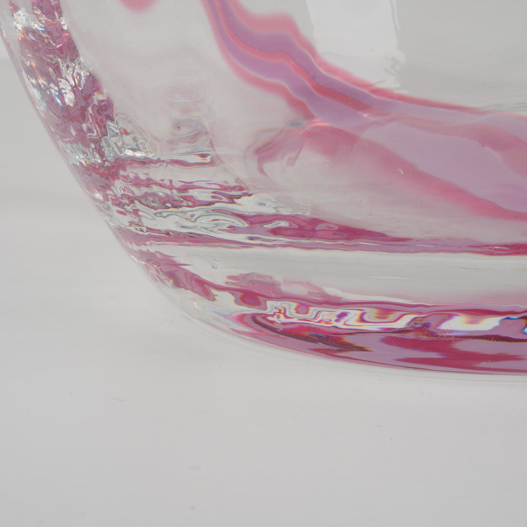 Kristallen schaal Caithness – Roze detail – Handgemaakt in Schotland – 20,2 x 20,2 x 9,2 cm
