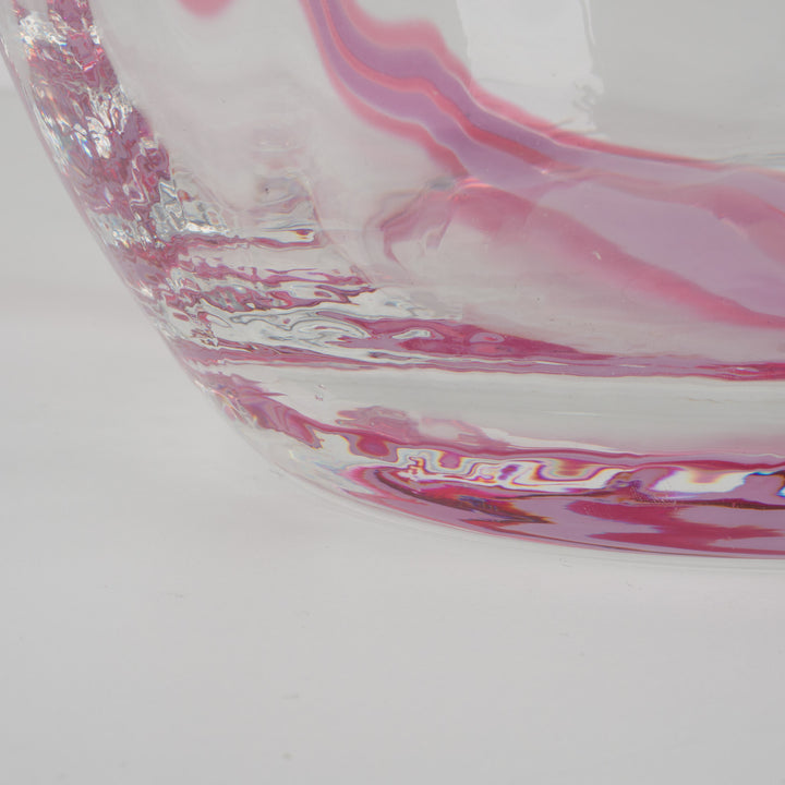 Kristallen schaal Caithness – Roze detail – Handgemaakt in Schotland – 20,2 x 20,2 x 9,2 cm