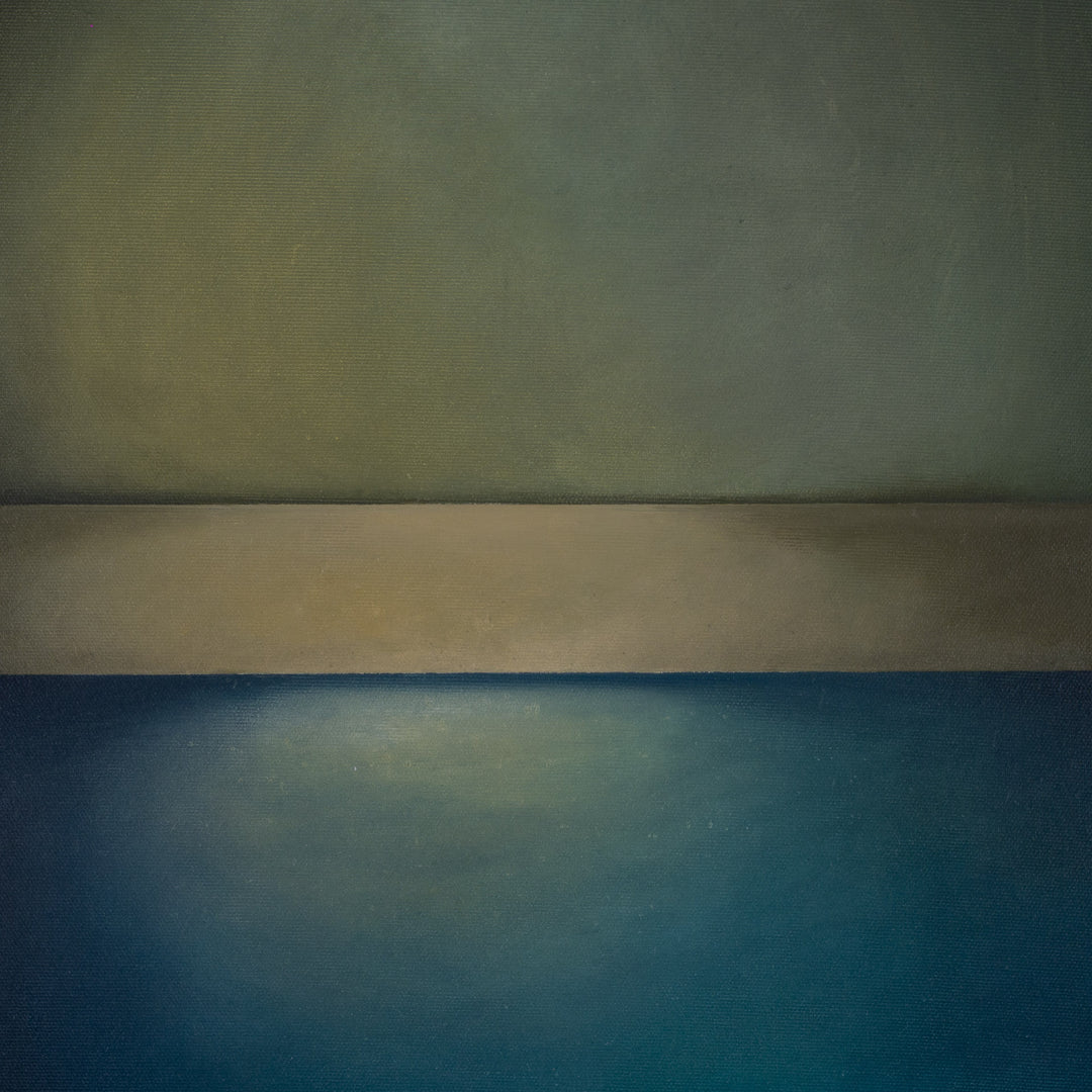 Schilderij drieluik 'Drie keer stilte – een harmonie van licht, kleur en ruimte' door Monique Coppieters