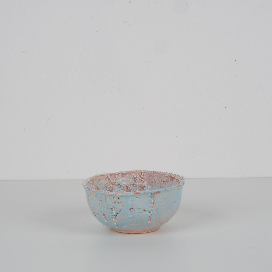 Handgemaakt keramisch potje blauw – uniek decoratief schaaltje in keramiek /13,3 x 13 x 6,5 cm