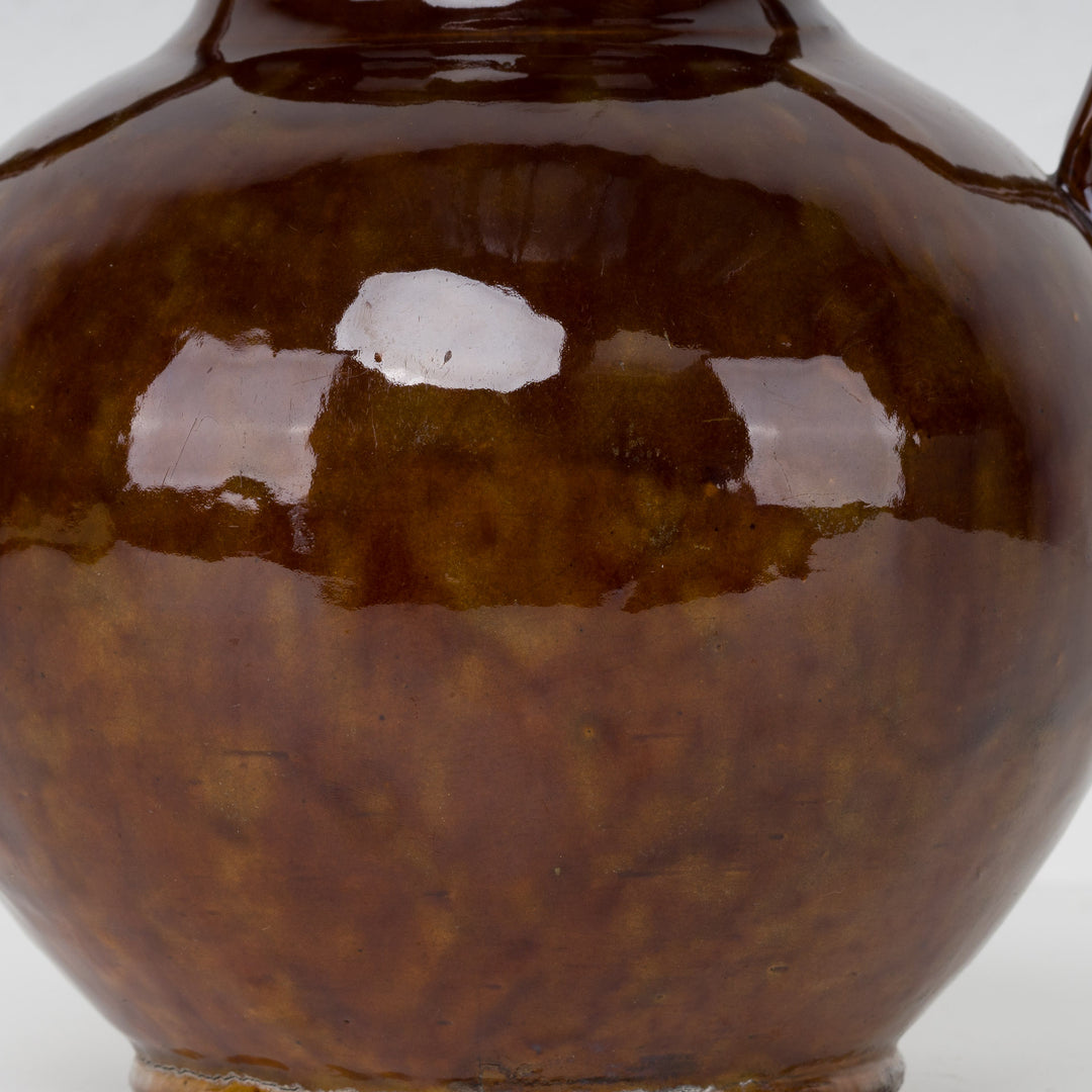 Ceramic vase R. Gery – Brown glazed earthenware – 19x19x19 cm