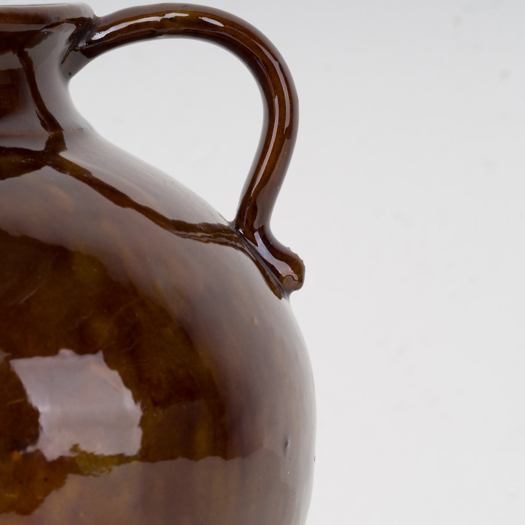Ceramic vase R. Gery – Brown glazed earthenware – 19x19x19 cm