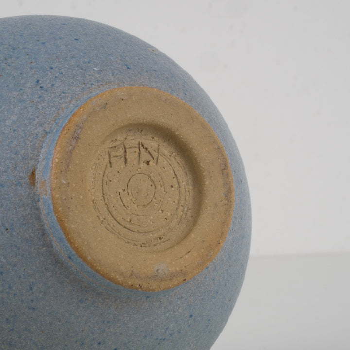 Klein lichtblauw keramisch vaasje – Japanse stijl – 12×12×11 cm